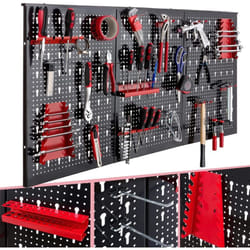 Mur d'outils en trois parties Jeu de crochets de 17 pièces 120 x 60 x 2 cm - Arebos