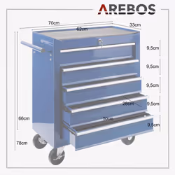 Arebos Servante à outils - 5 compartiments - Vue supplémentaire 7