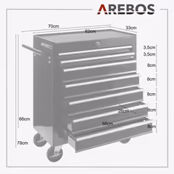 Arebos 4260551583322 chariot de service Noir