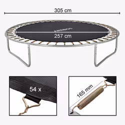 Arebos Tapis de saut 305 cm 54 oeillets 165 mm, Noir
