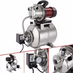 Pompe Domestique AREBOS - Acier Inoxydable - 3800 L-h - 1200W - 19L - Économie deau