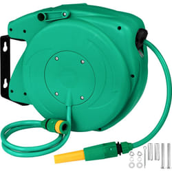 Tectake - Dévidoir à enroulement automatique pour tuyau d'arrosage avec raccord rapide 1/2 pouce