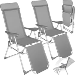 Lot de 2 chaises de jardin Pliable Dossier réglable en 5 positions, avec coussin pour la tête, repose-pieds mobile