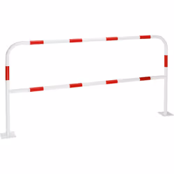 Arceau de protection, tôle d'acier, Ø 42 mm, à cheviller dans les zones dangereuses, largeur 2000 mm, rouge/blanc. Produit li ...