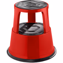Marchepied roulant en tôle d'acier robuste, hauteur en charge 420 mm, trois roulettes, rouge. Produit livré = en partie démon ...