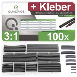 201711CA003 Assortiment de gaines thermorétractables noir Taux de retreint:3:1 1 set - Quadrios