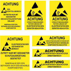 enquête Sept autocollants d'avertissement résistants à l'abrasion Couleur de base jaune avec impression noire Très résistant  ...