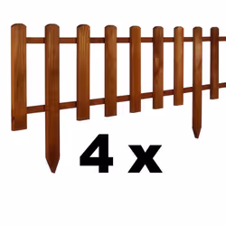 Floranica® 4 x Clôture bordure en bois - en 3 couleurs – imprégnée imperméable Hauteur: 40 cm Longueur: 4x105cm Couleur: Brun