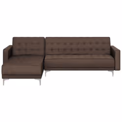 Canapé angle droite convertible en tissu marron foncé 4 places ABERDEEN