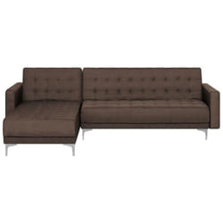Canapé angle droite convertible en tissu marron foncé 4 places ABERDEEN