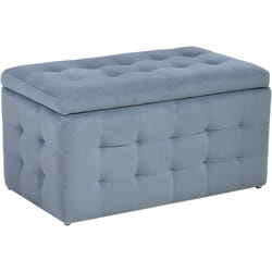 Pouf 72 x 42 cm en Velours avec rangement Chesterfield Gris Capitonné Michigan