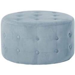 Ottoman 30 x 55 cm Rond Chesterfield en Velours Gris Foncé Rembourré Chic Tampa