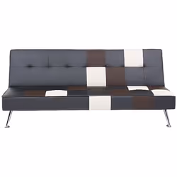 Canapé convertible patchwork en simili-cuir noir OLSKER - BELIANI - 3 places - Contemporain - Design - Quotidien