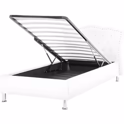 Beliani - Lit simple avec rangement en simili-cuir blanc 90 x 200 cm METZ
