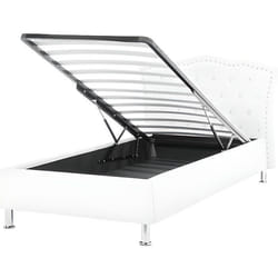Beliani - Lit simple avec rangement en simili-cuir blanc 90 x 200 cm METZ