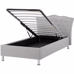 Lit simple avec rangement en tissu gris - BELIANI - METZ - A lattes - Elégance - Chic - 1 personne