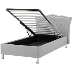 Lit simple avec rangement en tissu gris - BELIANI - METZ - A lattes - Elégance - Chic - 1 personne