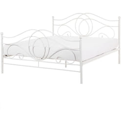 Lit Double en Métal Blanc 160 x 200 cm Elégant et Romantique pour Chambre au Style Moderne ou Boho Beliani