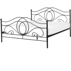 Lit Double en Métal Noir 160 x 200 cm Elégant et Romantique pour Chambre au Style Moderne ou Boho Beliani