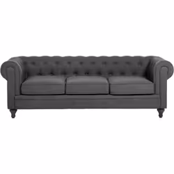 Canapé anglais classique en couleur grise. Ce canapé au design Chesterfield classique ajoute incontestablement une élégance i ...