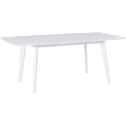 Table Extensible 150/195 x 90 cm en mdf et Bois d'Hévéa Blanc Moderne Sanford