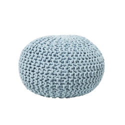 Pouf Rond en Coton Bleu Clair à Billes de Polystyrène Coussin d'Intérieur Conrad