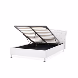 Beliani - Lit double en similicuir blanc avec rangement 140 x 200 cm METZ