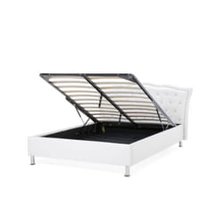 Beliani - Lit double en similicuir blanc avec rangement 140 x 200 cm METZ
