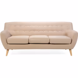 Canapé 2 ou 3 places en tissu beige MOTALA - BELIANI - Contemporain - Moelleux - Fixe