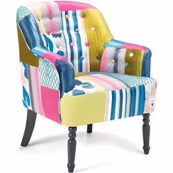 Beliani - Fauteuil patchwork en tissu multicolore MANDAL