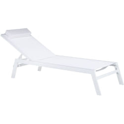 Chaise Longue de Jardin en Aluminium et Textile Blanc Style Industriel Catania
