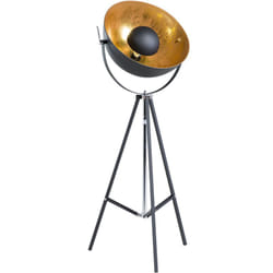 Beliani - Lampadaire E27 Max 40W en Métal Noir sur Trépied Intérieur Abat-Jour Cuivré Thames