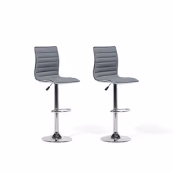 Chaises de bar en tissu gris LUCERNE - BELIANI - Lot de 2 - Contemporain - Design