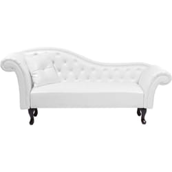 Beliani - Chaise Longue Méridienne Chesterfield Côté Droit en Cuir pu Blanc pour Salon Glamour et Vintage