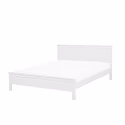 Lit double blanc en bois de pin 160 x 200 cm - BELIANI - OLIVET - A lattes - Sommier inclus