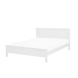 Lit double blanc en bois de pin 160 x 200 cm - BELIANI - OLIVET - A lattes - Sommier inclus