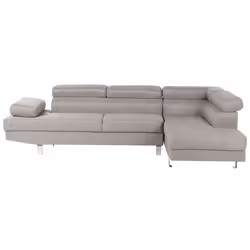 Canapé angle à gauche 5 places en tissu gris clair NORREA