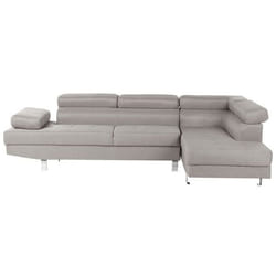 Canapé angle à gauche 5 places en tissu gris clair NORREA