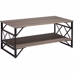 Table basse taupe avec structure en acier . Pratique et raffiné, cette table basse au look naturel et au design minimaliste s ...