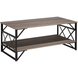 Beliani - Table Basse d'Appoint Rectangulaire avec Plateau Taupe et Pieds en Métal Noir et Plateau Bas de Rangement au Style Moderne et Industriel