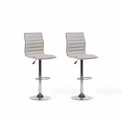 Lot de 2 chaises de bar en tissu beige - BELIANI - LUCERNE - Pivotantes - Réglables en hauteur - Confortables