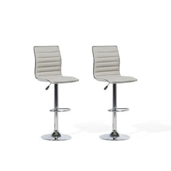 Lot de 2 chaises de bar en tissu beige - BELIANI - LUCERNE - Pivotantes - Réglables en hauteur - Confortables