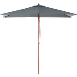 Parasol de Jardin ou de Terrasse Rectangulaire Gris Foncé avec Pied en Bois, Toile Anti uv 144 x 195 cm et Ouverture Facile avec Corde Beliani