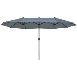 Parasol XL de Jardin ou de Terrasse Gris Foncé avec Pied Central Noir, Toile 270 x 460 cm Anti UV et Mécanisme d'Ouverture Facile Beliani