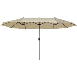 Parasol de Jardin Double avec Toile en Tissu Polyester Beige et Mât en Aluminium Matières Ultra Résistantes Accessoire Idéal pour Extérieurs Beliani