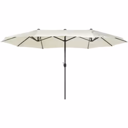 Parasol XL avec pied central en aluminium et double toile beige clair. Ce large parasol de jardin double est un excellent acc ...