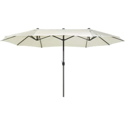 Beliani - Parasol xl de Jardin ou de Terrasse Blanc Beige avec Pied Central Noir, Toile 270 x 460 cm Anti uv et Mécanisme d'Ouverture Facile