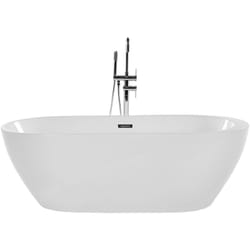 Baignoire Moderne Autoportante Ovale en Acrylique avec Système Trop-Plein 170 x 80 cm Blanche Nevis