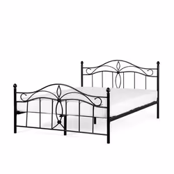 Lit métallique noir 180x200 cm design romantique ANTLIA - BELIANI - Avec sommier à lattes