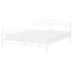 Lit double en métal blanc 160 x 200 cm ANTLIA - BELIANI - Classique - Intemporel - A lattes - Lit double